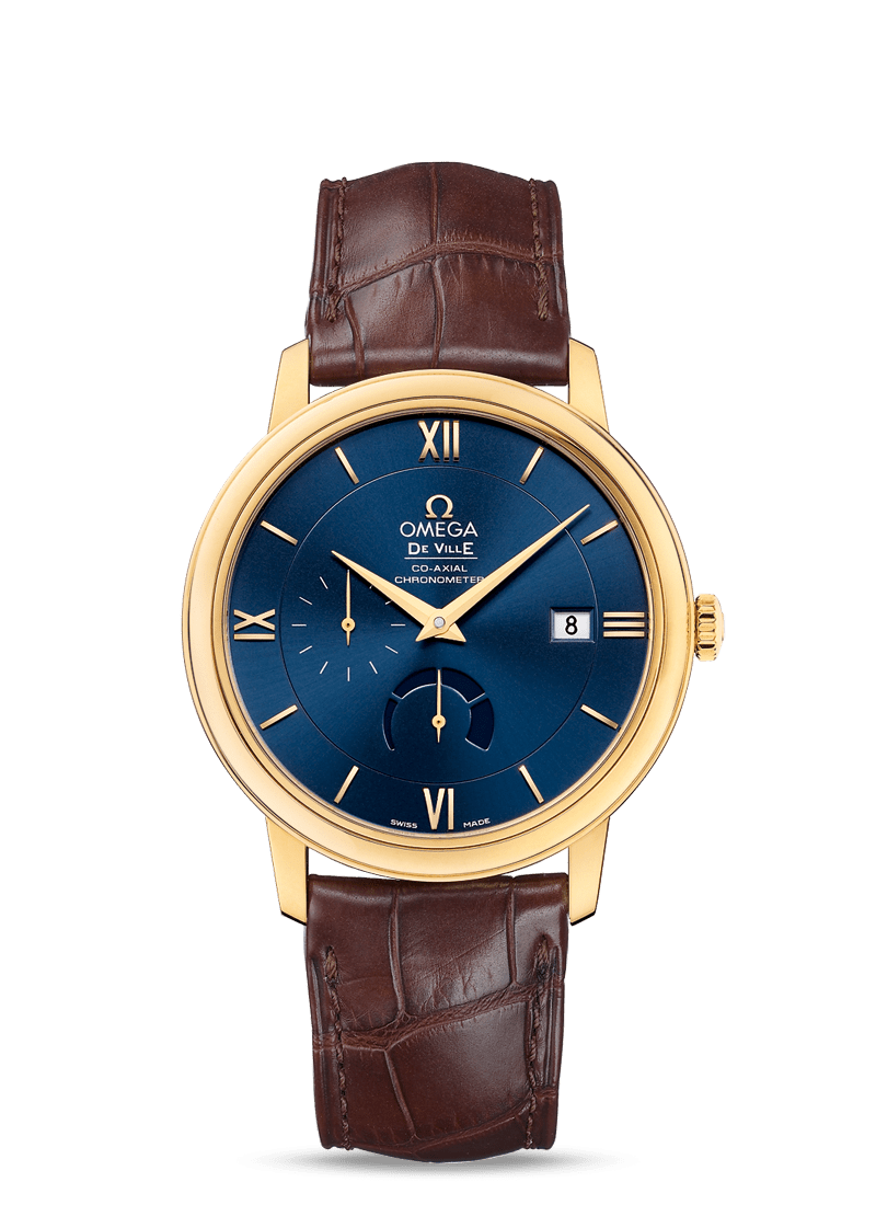 Omega 424.53.40.21.03.001 : De Ville Prestige Co-Axial 39.5 Power Reserve Yellow Gold / Blue