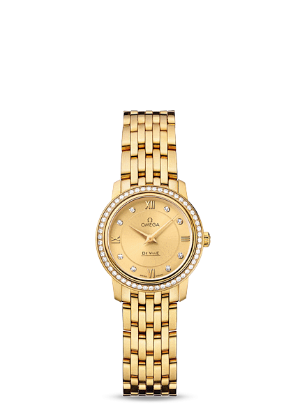 Omega 424.55.24.60.58.001 : De Ville Prestige Quartz 24.4 Yellow Gold / Diamond / Bracelet