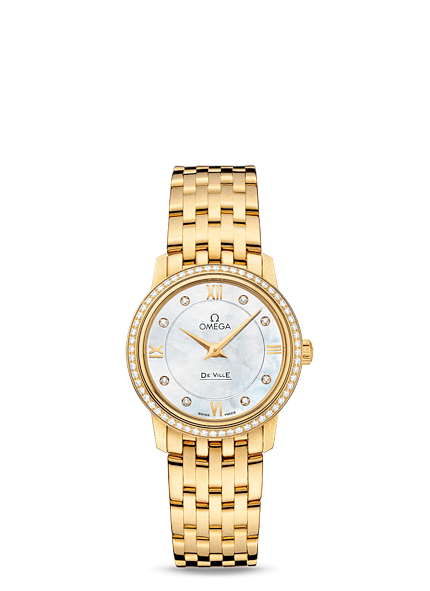 Omega 424.55.27.60.55.001 : De Ville Prestige Quartz 27.4 Yellow Gold / MOP / Bracelet
