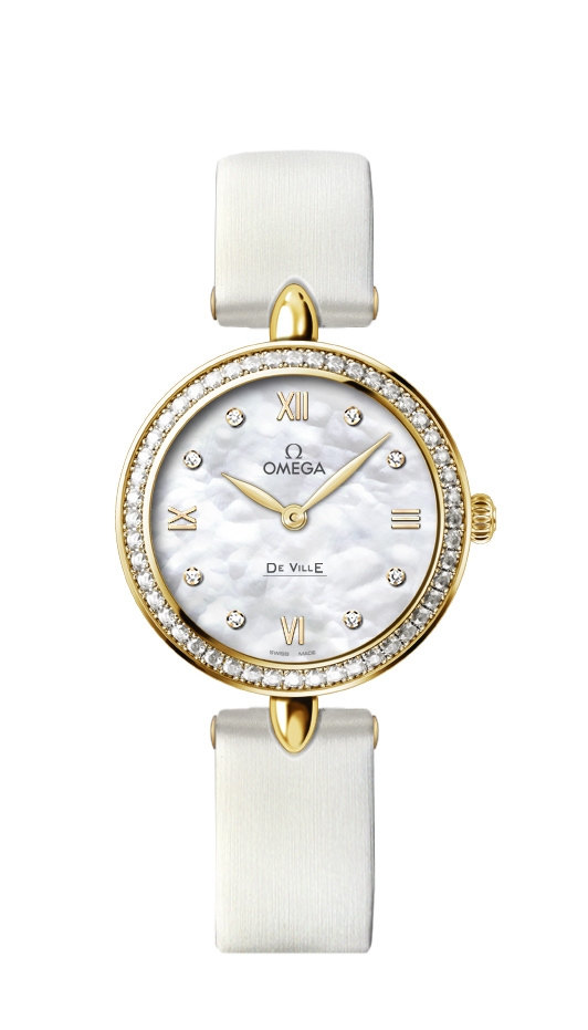 Omega 424.57.27.60.55.001 : De Ville Prestige Dewdrop Quartz 27.4 Yellow Gold / Diamond