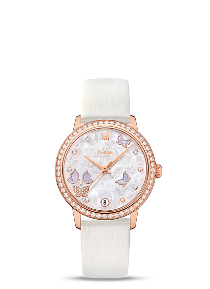Omega 424.57.33.20.55.002 : De Ville Prestige Co-Axial 32.7 Red Gold / MOP Butterfly / Diamond