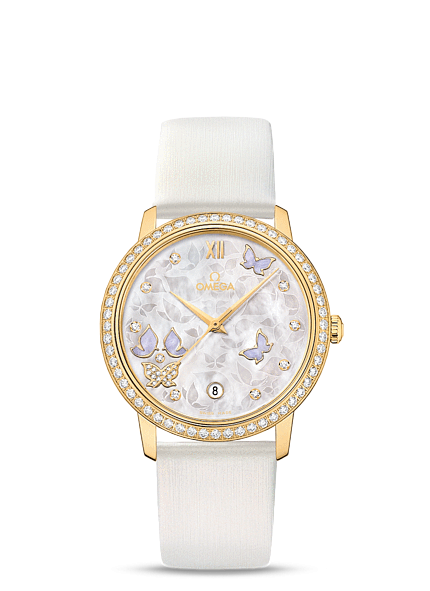 Omega 424.57.37.20.55.001 : De Ville Prestige Co-Axial 36.8 Yellow Gold / MOP Butterfly / Diamond