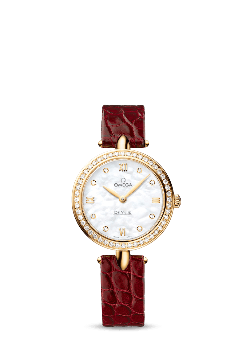 Omega 424.58.27.60.55.001 : De Ville Prestige Dewdrop Quartz 27.4 Yellow Gold / MOP / Diamond
