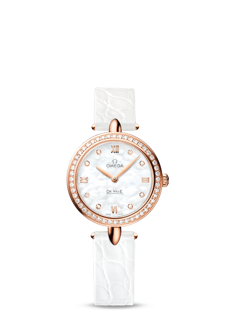 Omega 424.58.27.60.55.002 : De Ville Prestige Dewdrop Quartz 27.4 Red Gold / Diamond