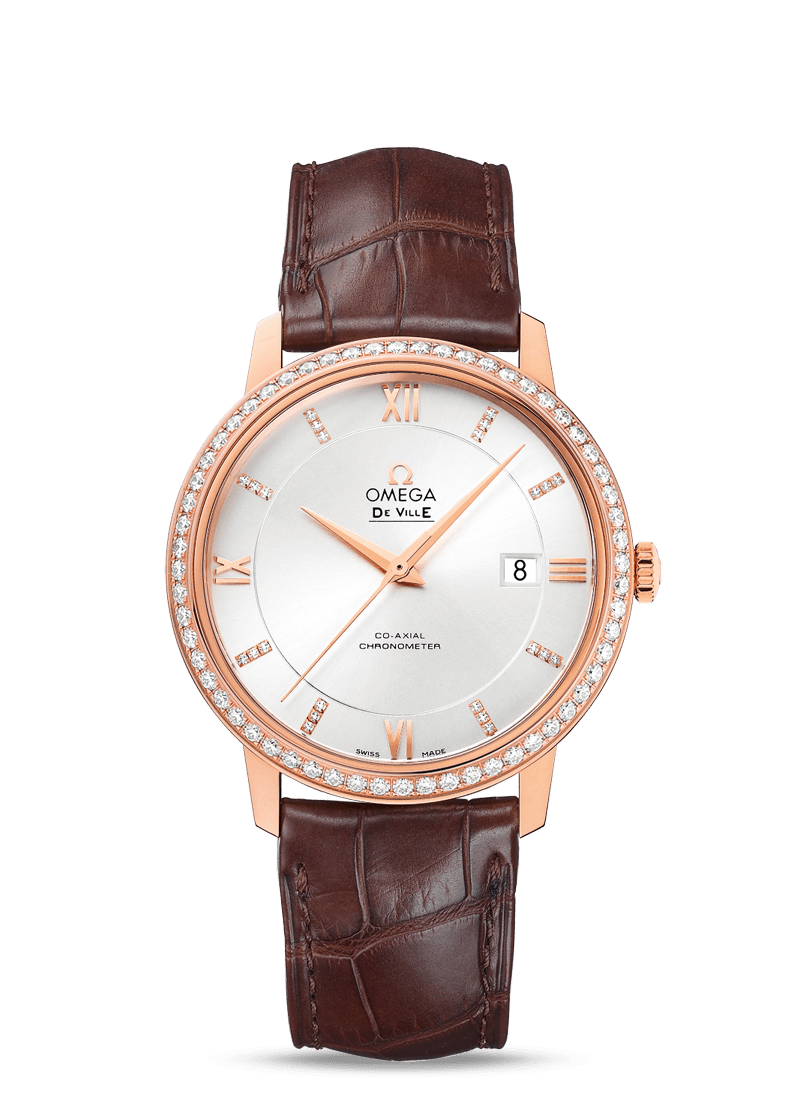 Omega 424.58.40.20.52.002 : De Ville Prestige Co-Axial 39.5 Red Gold / Silver / Diamond