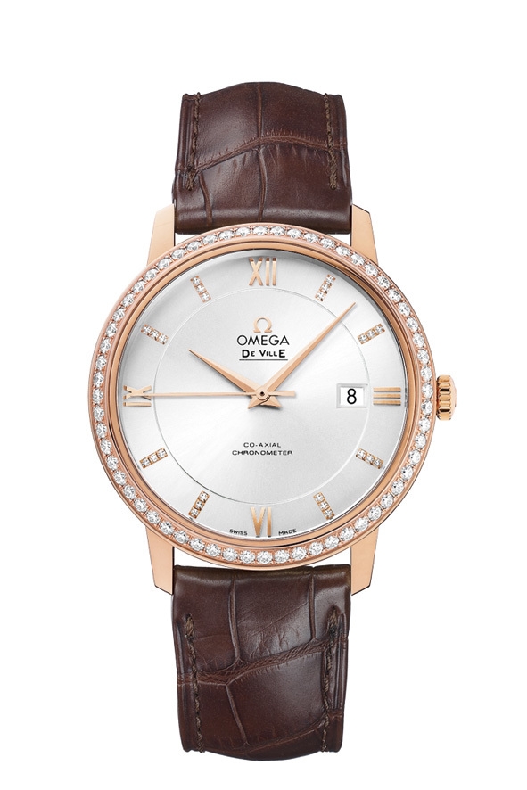 Omega 424.58.40.20.52.003 : De Ville Prestige Co-Axial 39.5 Red Gold / Diamond / Silver Diamond