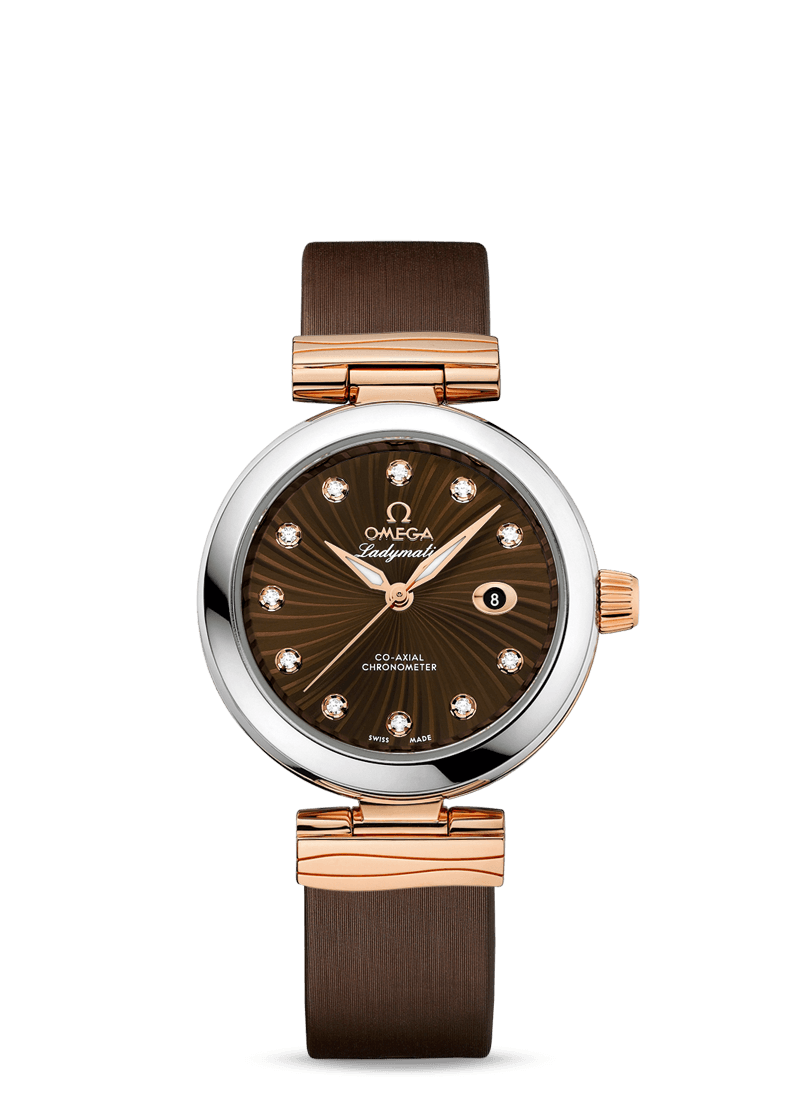 Omega 425.22.34.20.63.001 : LadyMatic Co-Axial 34 Stainless Steel / Red Gold / Brown