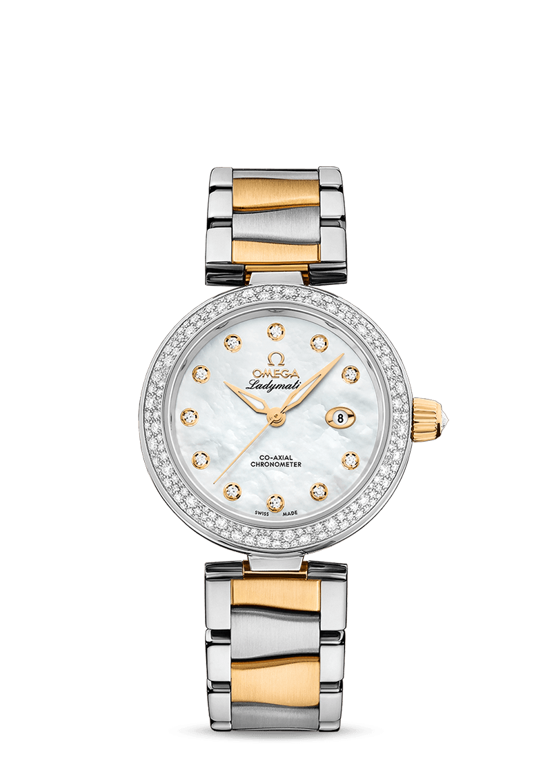 Omega 425.25.34.20.55.003 : LadyMatic Co-Axial 34 Stainless Steel / Yellow Gold / Diamond / MOP / Bracelet