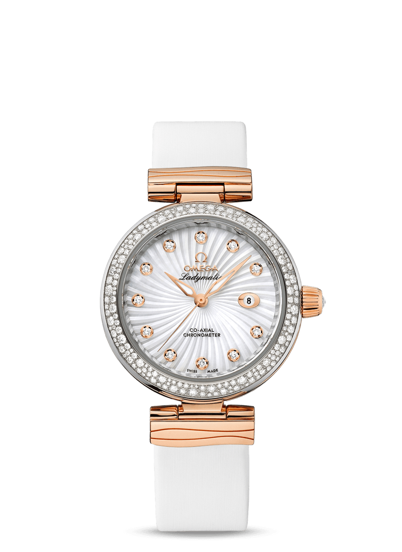 Omega 425.27.34.20.55.001 : Ladymatic Co-Axial 34 Stainless Steel / Red Gold / Diamond / MOP