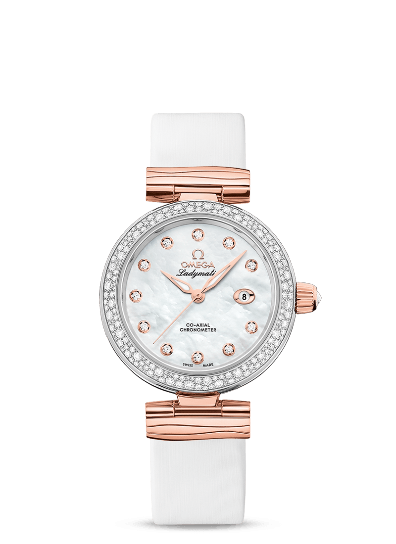 Omega 425.27.34.20.55.004 : LadyMatic Co-Axial 34 Stainless Steel / Sedna Gold / Diamond / MOP