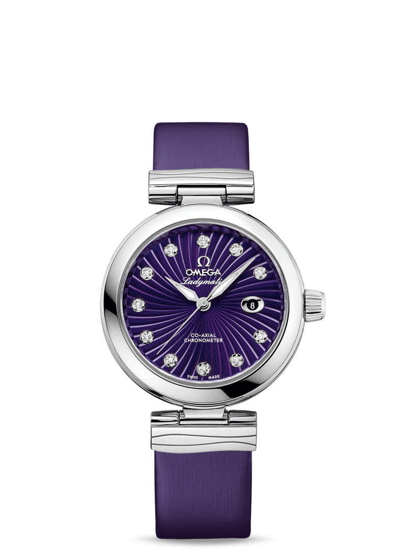 Omega 425.32.34.20.60.001 : LadyMatic Co-Axial 34 Stainless Steel / Purple