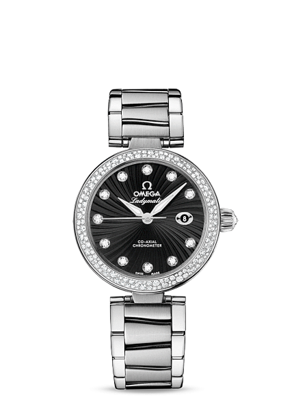Omega 425.35.34.20.51.001 : LadyMatic Co-Axial 34 Stainless Steel Diamond / Black / Bracelet