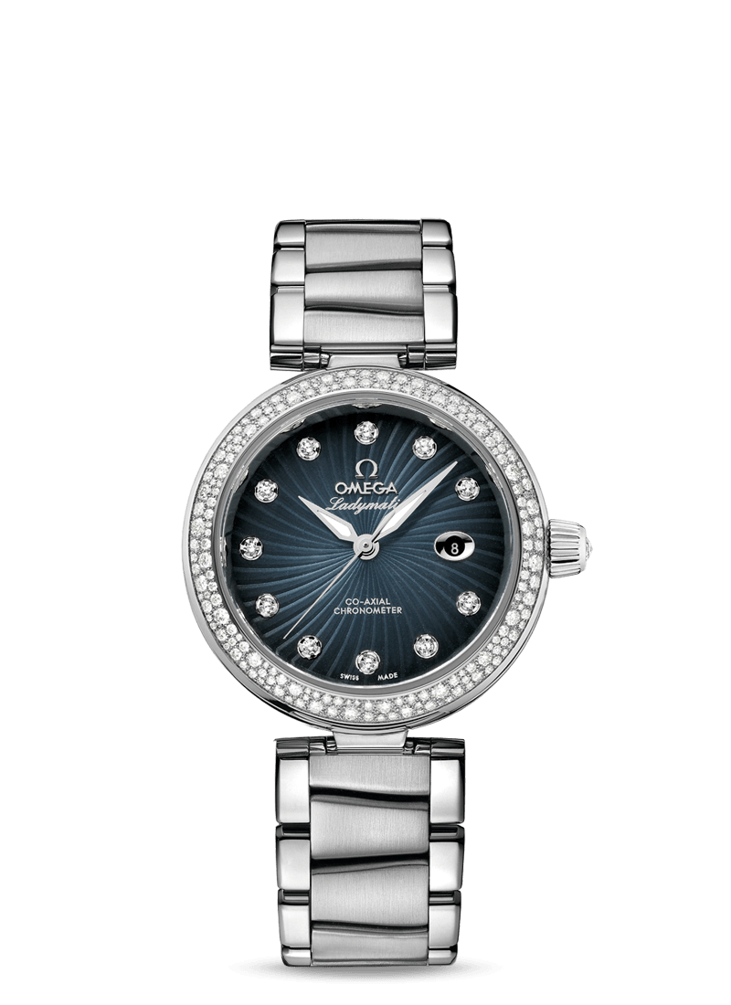 Omega 425.35.34.20.56.001 : LadyMatic Co-Axial 34 Stainless Steel / Diamond / Grey / Bracelet