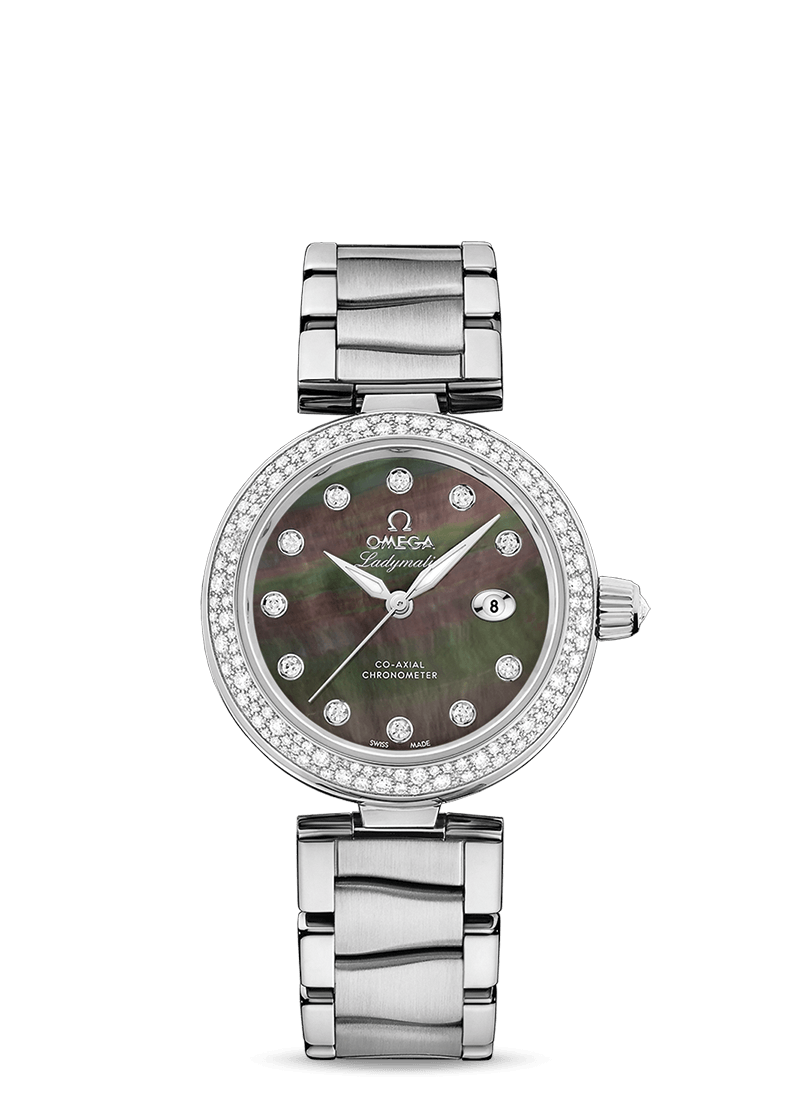 Omega 425.35.34.20.57.004 : LadyMatic Co-Axial 34 Stainless Steel / Diamond / Brown MOP / Bracelet