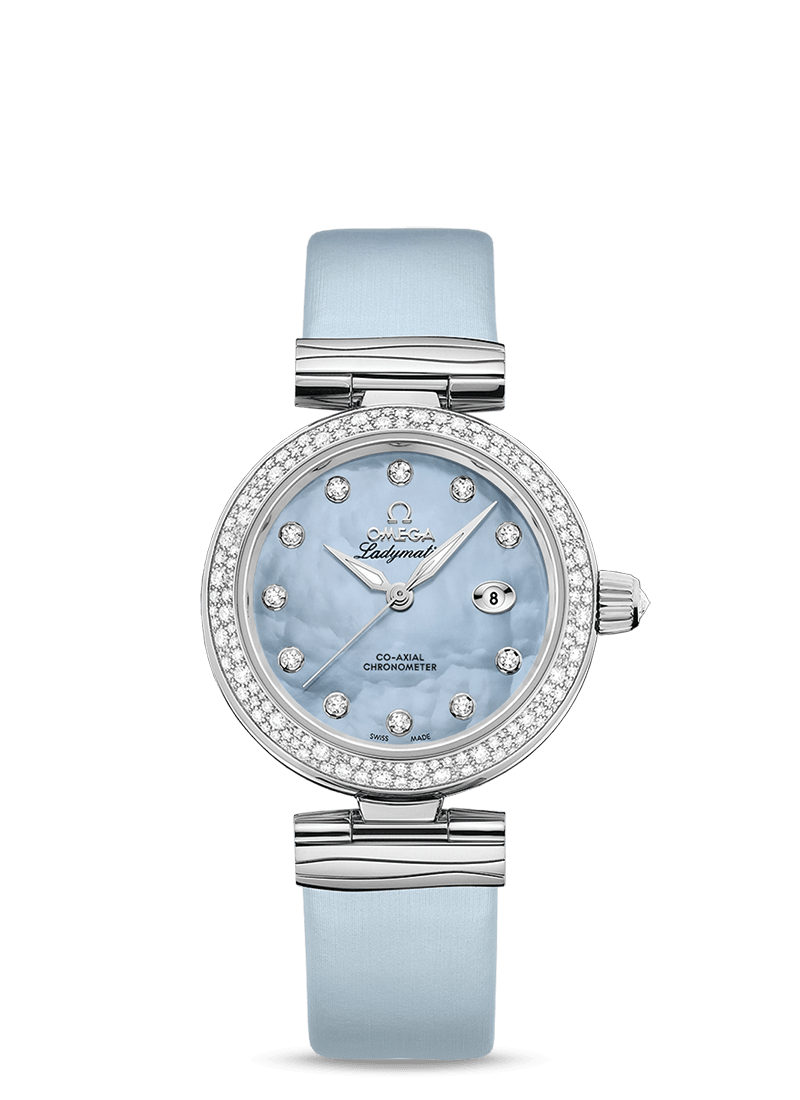 Omega 425.37.34.20.57.003 : LadyMatic Co-Axial 34 Stainless Steel / Diamond / Blue MOP