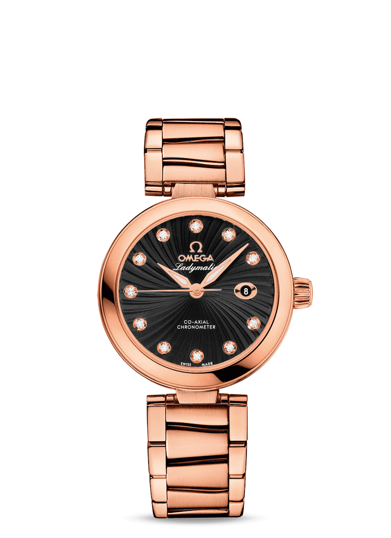Omega 425.60.34.20.51.001 : LadyMatic Co-Axial 34 Red Gold / Black / Bracelet
