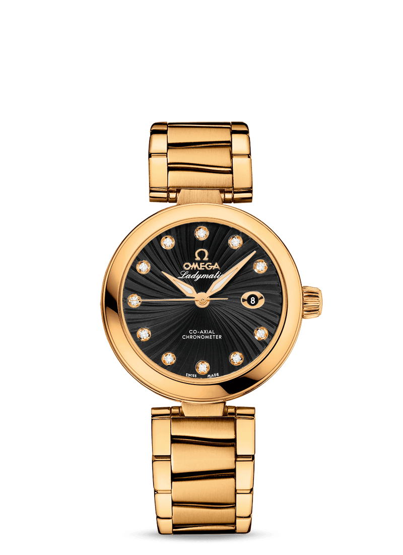 Omega 425.60.34.20.51.002 : LadyMatic Co-Axial 34 Yellow Gold / Black / Bracelet