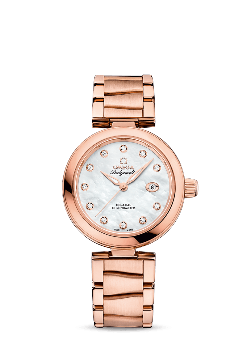 Omega 425.60.34.20.55.004 : LadyMatic Co-Axial 34 Sedna Gold / MOP / Bracelet