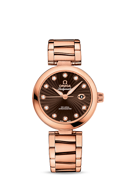 Omega 425.60.34.20.63.001 : LadyMatic Co-Axial 34 Red Gold / Brown / Bracelet