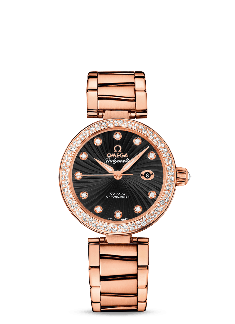 Omega 425.65.34.20.51.001 : LadyMatic Co-Axial 34 Red Gold / Diamond / Black / Bracelet