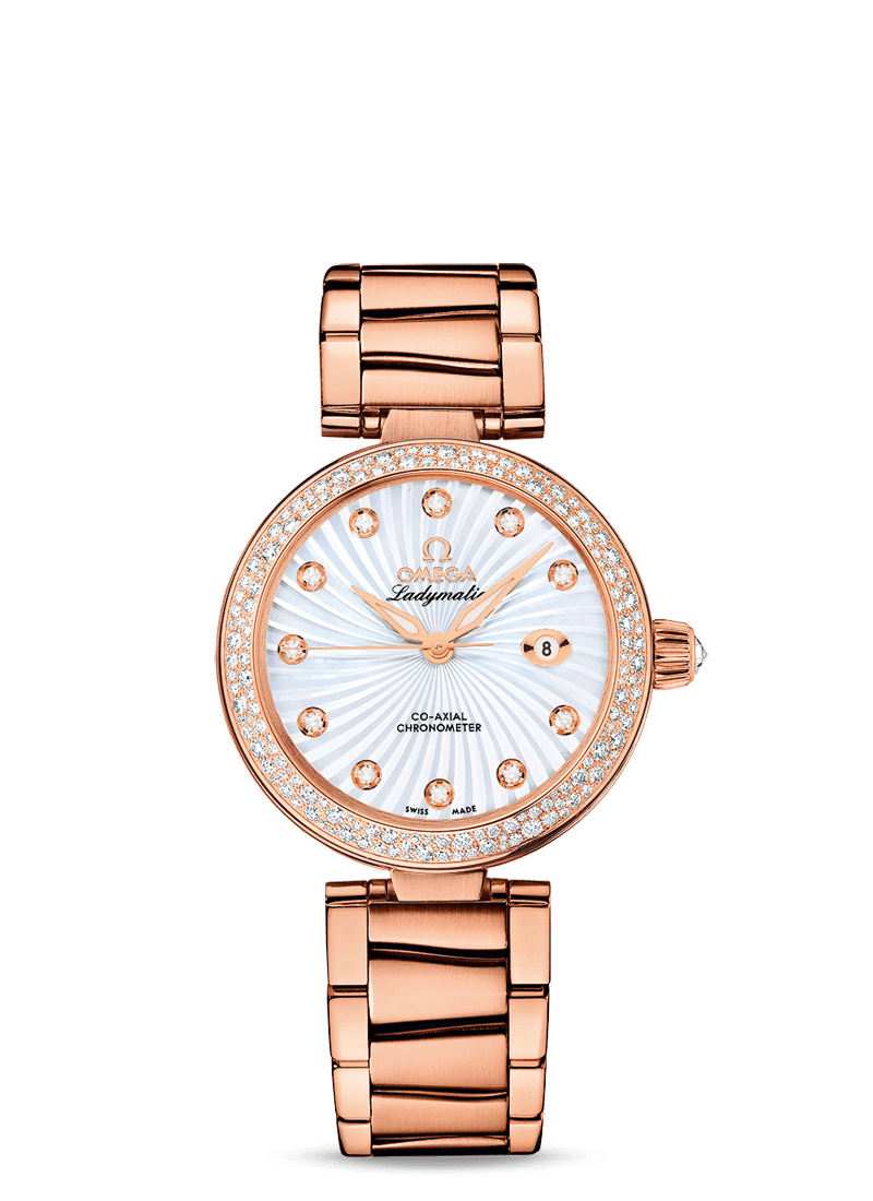Omega 425.65.34.20.55.001 : LadyMatic Co-Axial 34 Red Gold / Diamond / MOP / Bracelet