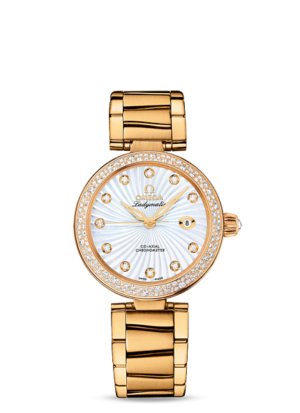 Omega 425.65.34.20.55.002 : LadyMatic Co-Axial 34 Yellow Gold / Diamond / MOP / Bracelet