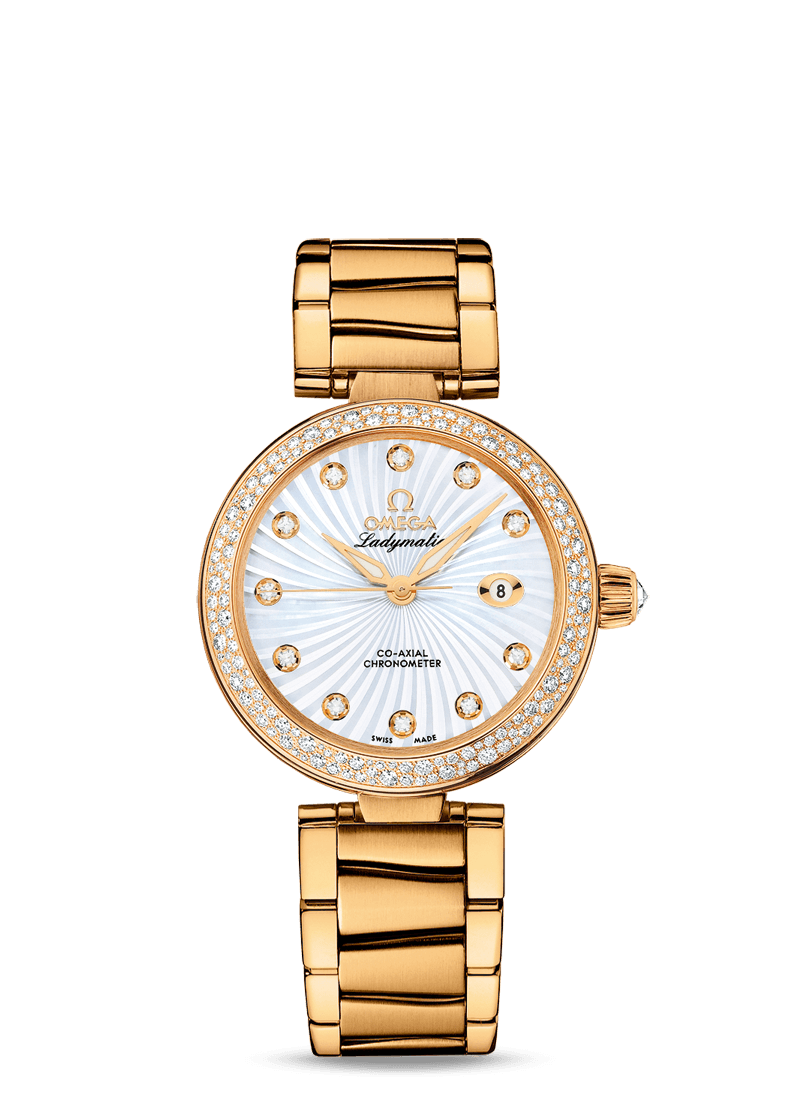 Omega 425.65.34.20.55.004 : LadyMatic Co-Axial 34 Yellow Gold / Diamond / MOP / Bracelet
