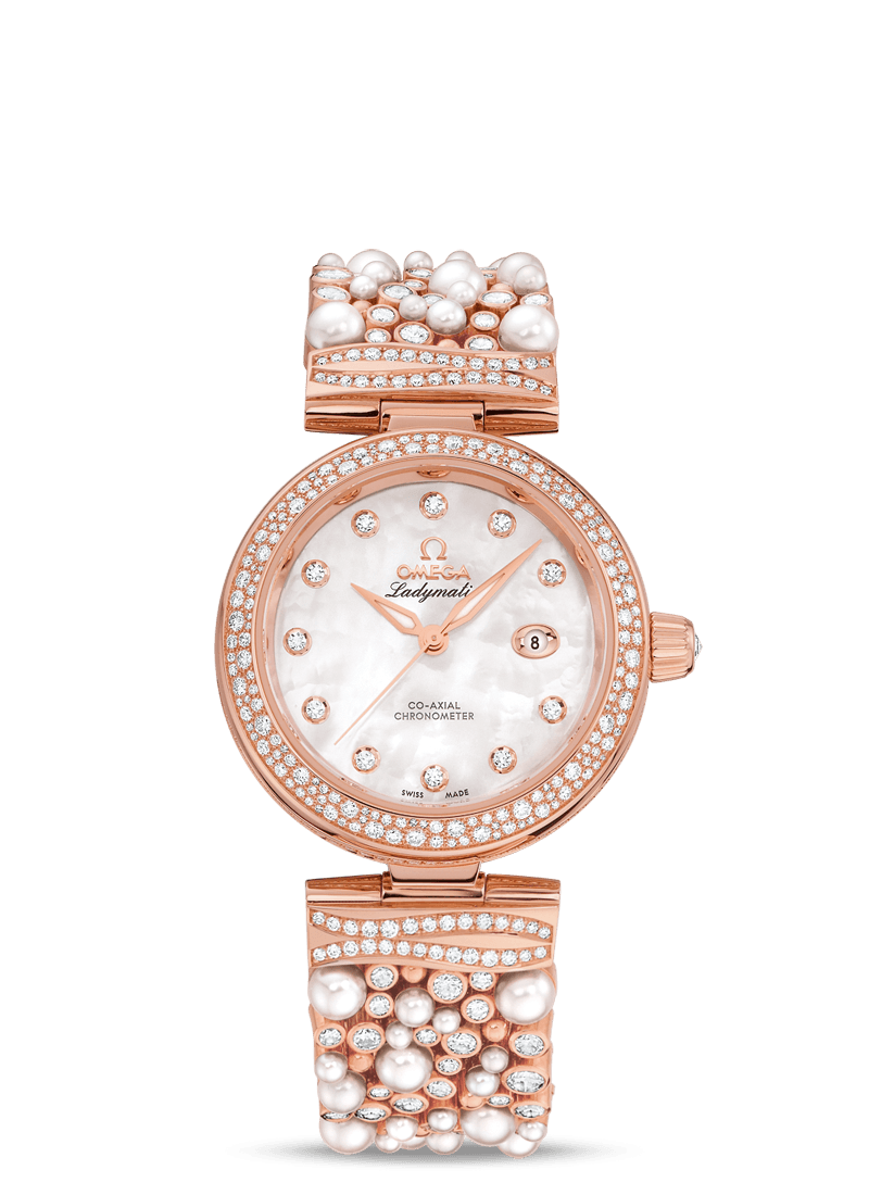 Omega 425.65.34.20.55.008 : LadyMatic Co-Axial 34 Sedna Gold / Pearls and Diamonds