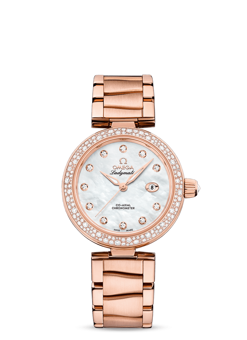Omega 425.65.34.20.55.010 : LadyMatic Co-Axial 34 Sedna Gold / Diamond / MOP / Bracelet