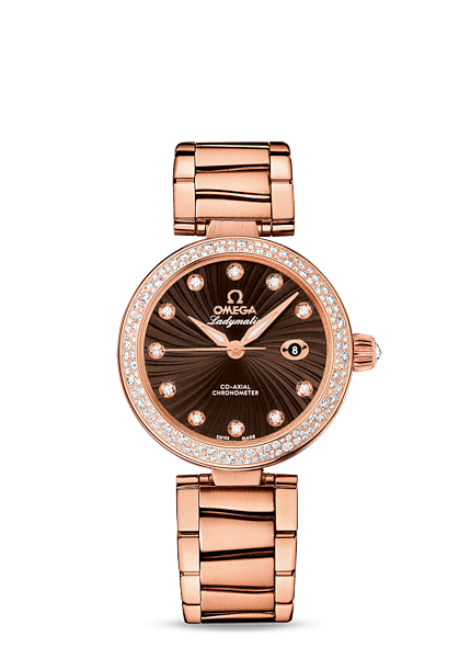 Omega 425.65.34.20.63.002 : LadyMatic Co-Axial 34 Red Gold / Diamond / Brown / Bracelet