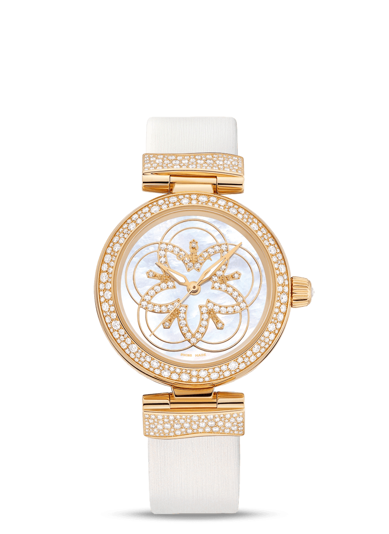 Omega 425.67.34.20.55.005 : LadyMatic Co-Axial 34 Yellow Gold Diamond / Diamond Flower