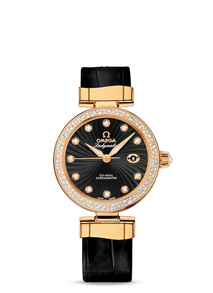Omega 425.68.34.20.51.002 : LadyMatic Co-Axial 34 Yellow Gold / Diamond / Black