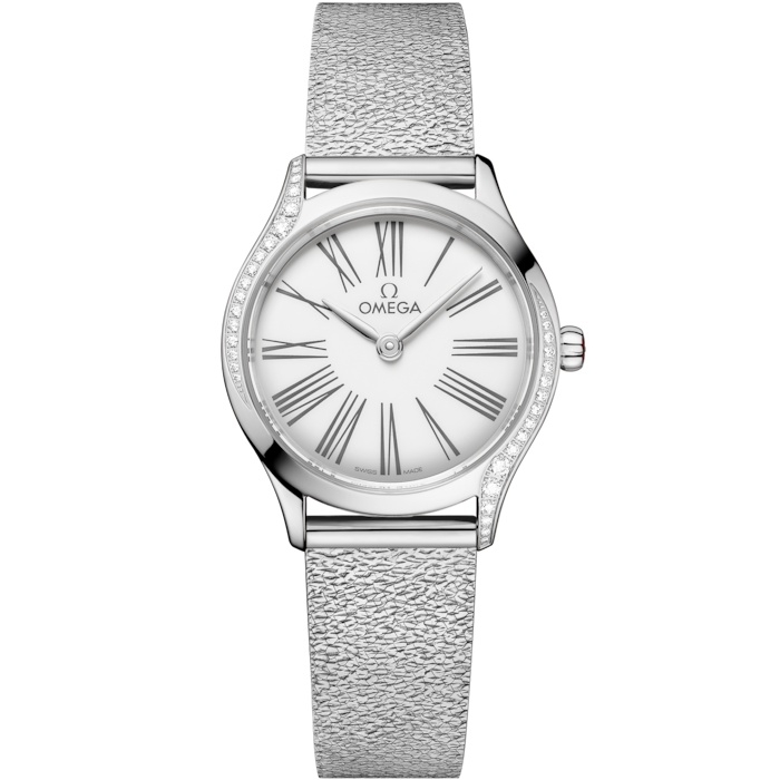 Omega 428.15.26.60.04.001 : Mini Trésor Quartz 26 Stainless Steel - Diamond / White Enamel / Bracelet