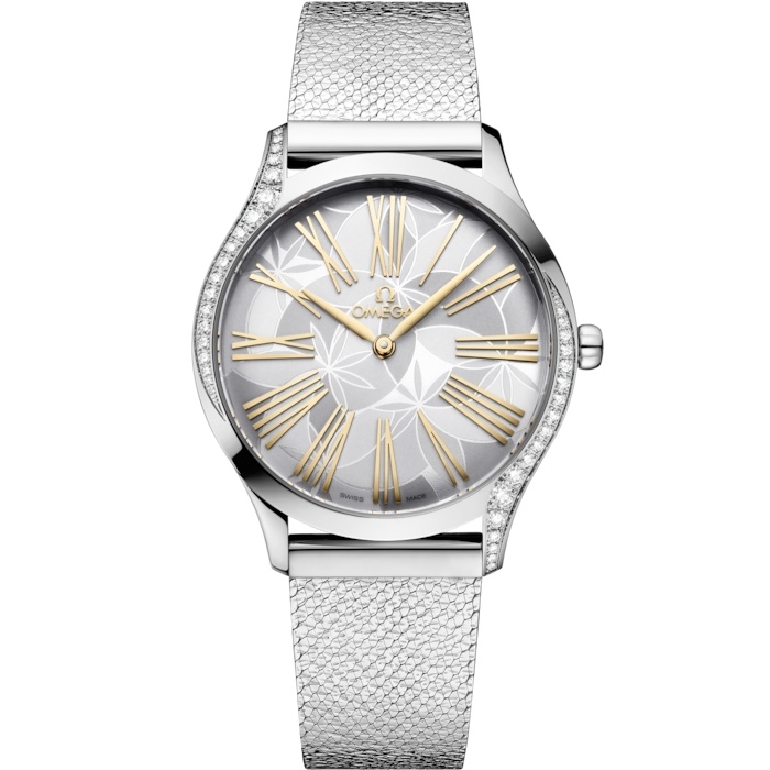 Omega 428.15.36.60.02.001 : De Ville Trésor 36 Stainless Steel / Silver - Frangipani / Bracelet