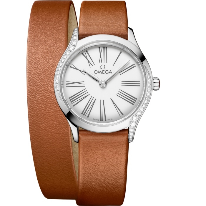 Omega 428.17.26.60.04.005 : Mini Trésor Quartz 26 Stainless Steel - Diamond / White Enamel / Double Tour