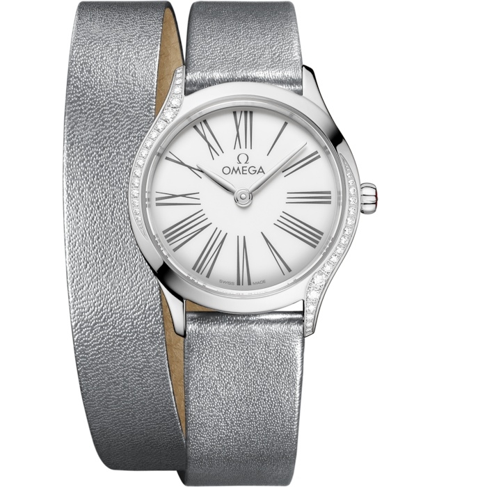 Omega 428.17.26.60.04.006 : Mini Trésor Quartz 26 Stainless Steel - Diamond / White Enamel / Double Tour