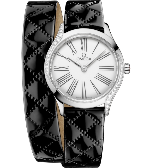Omega 428.17.26.60.04.007 : Mini Trésor Quartz 26 Stainless Steel - Diamond / White Enamel / Double Tour