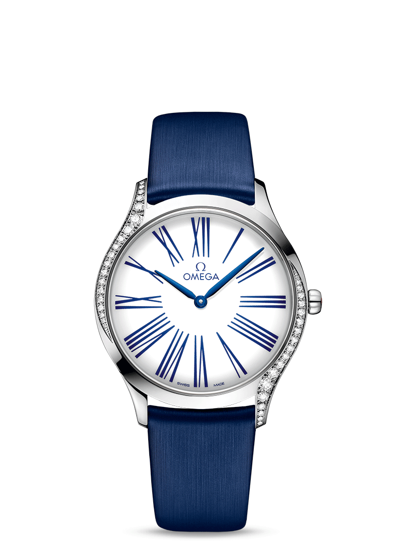Omega 428.17.36.60.04.001 : De Ville Trésor 36 Stainless Steel / White Roman / Fabric