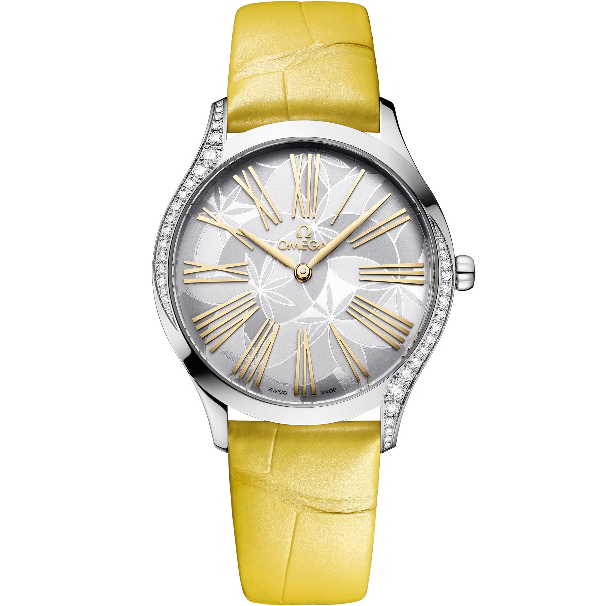 Omega 428.18.36.60.02.002 : De Ville Trésor 36 Stainless Steel / Silver - Frangipani / Alligator