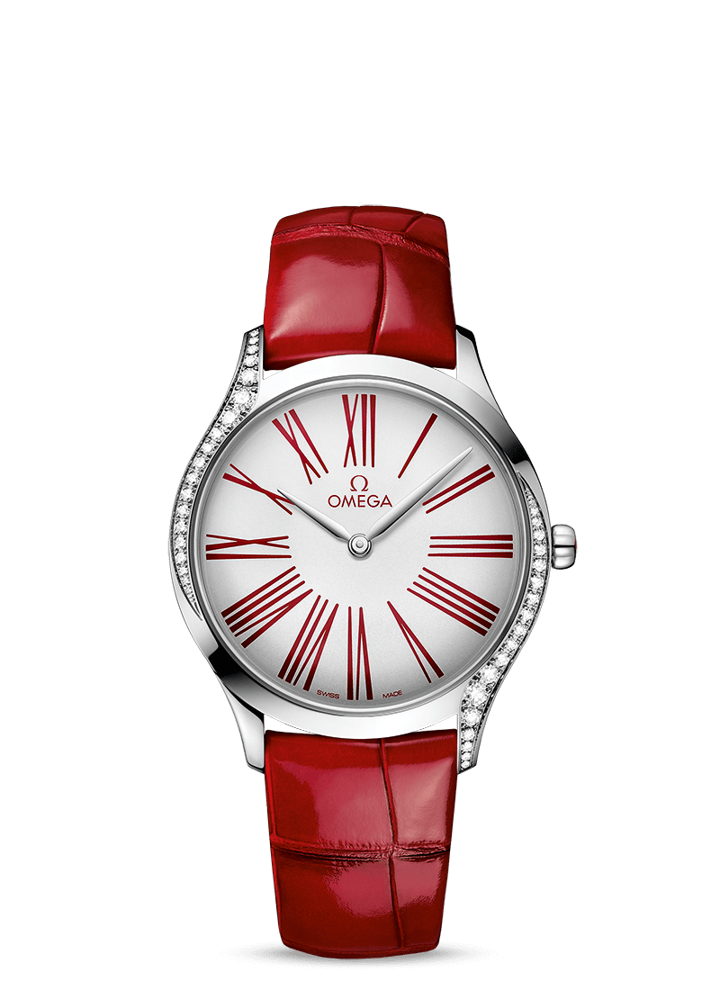 Omega 428.18.36.60.04.002 : De Ville Trésor 36 Stainless Steel / White - Roman / Alligator