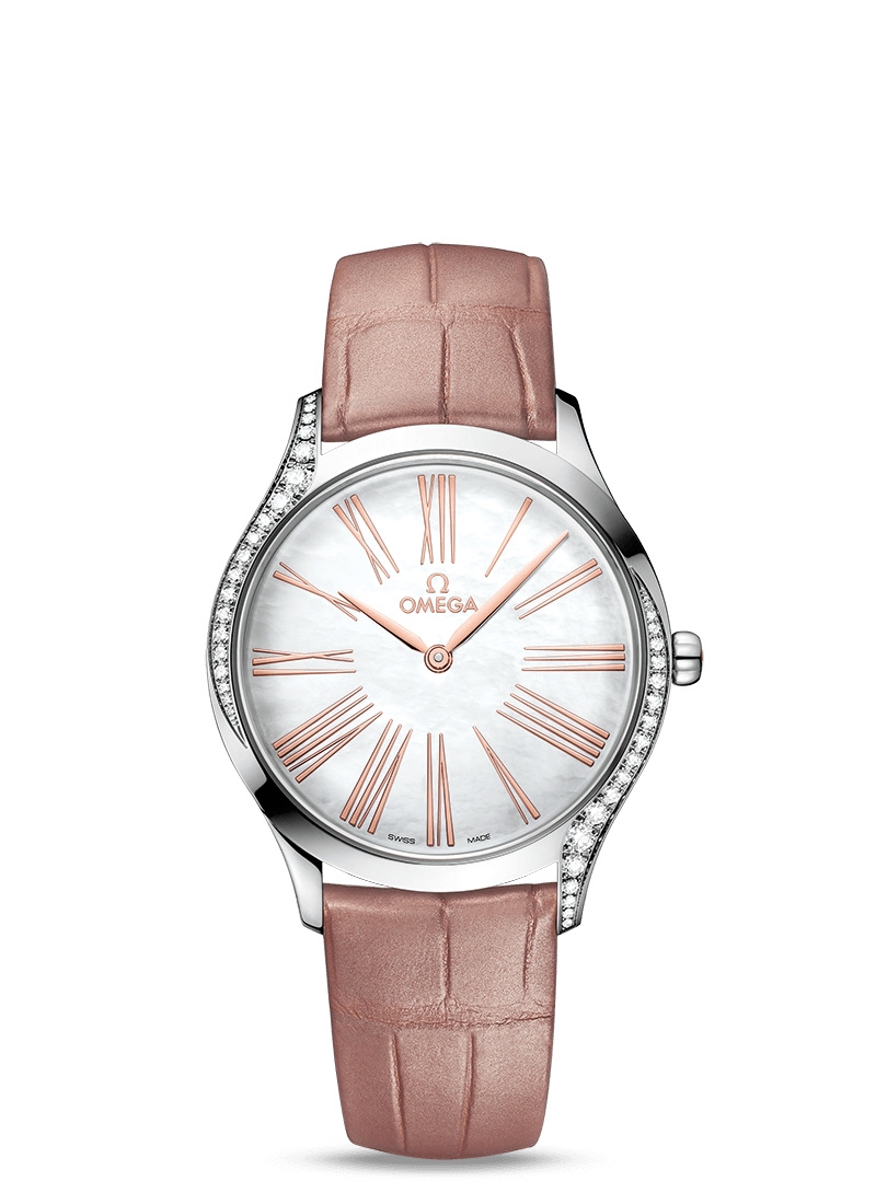 Omega 428.18.36.60.05.002 : De Ville Trésor 36 Stainless Steel / MOP - Roman / Alligator
