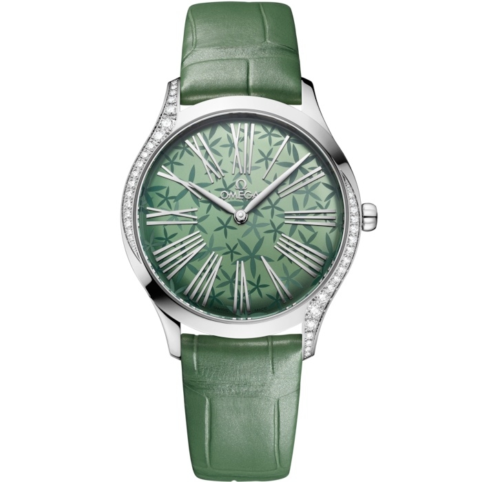 Omega 428.18.36.60.10.002 : De Ville Trésor 36 Stainless Steel / Green - Jasmine / Alligator