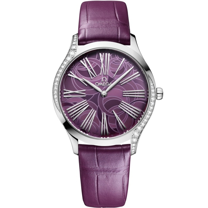 Omega 428.18.36.60.10.003 : De Ville Trésor 36 Stainless Steel / Purple - Peony / Alligator