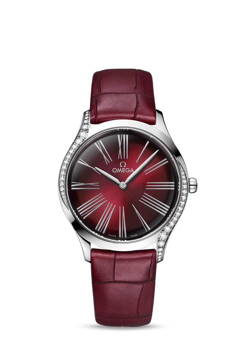Omega 428.18.36.60.11.001 : De Ville Trésor 36 Stainless Steel / Red - Roman / Alligator