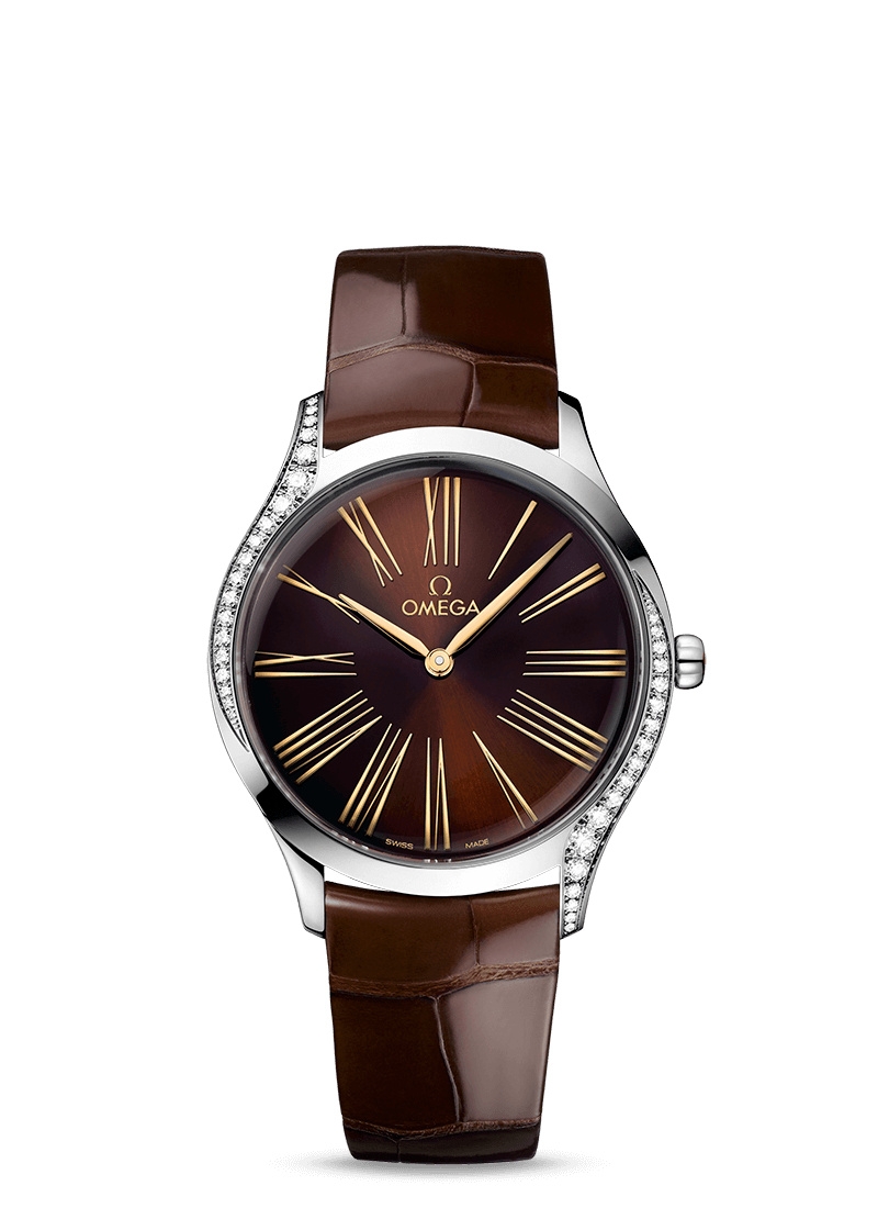 Omega 428.18.36.60.13.001 : De Ville Trésor 36 Stainless Steel / Brown - Roman / Alligator