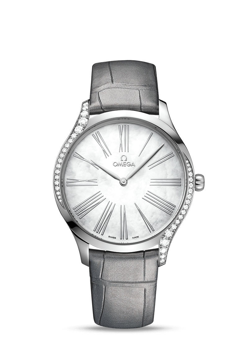 Omega 428.18.39.60.05.001 : De Ville Trésor 39 Stainless Steel / MOP - Roman / Alligator