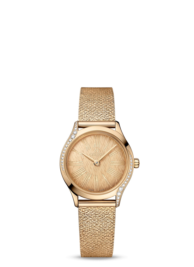 Omega 428.55.26.60.99.001 : Mini Trésor Quartz 26 Moonshine Gold - Diamond / Champagne / Mesh