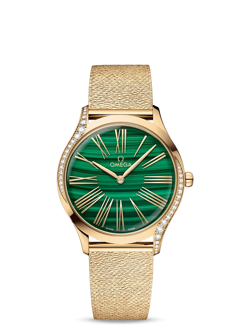 Omega 428.55.36.60.99.003 : De Ville Trésor 36 Moonshine Gold / Malachite / Bracelet