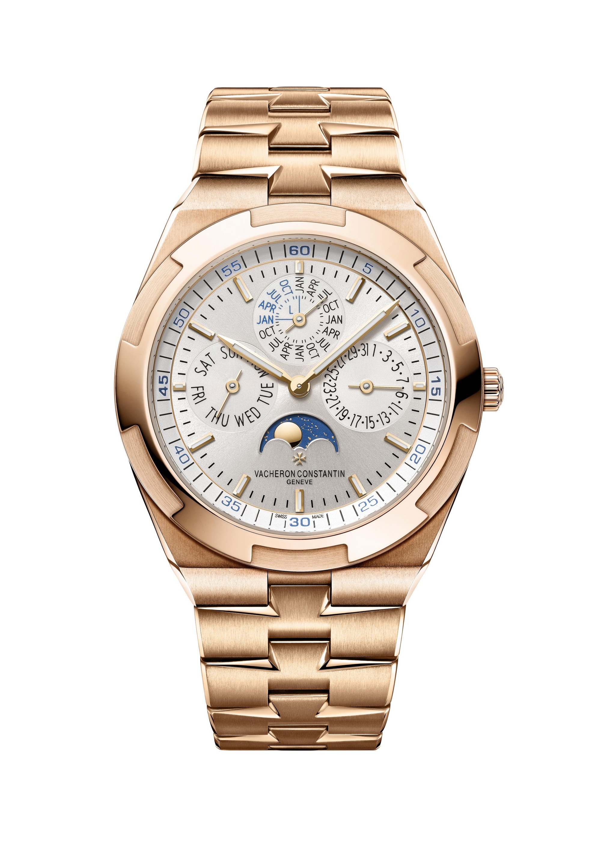 Vacheron Constantin 4300V/120R-B064 : Overseas Ultra-Thin Perpetual Calendar Pink Gold / Silver / Bracelet