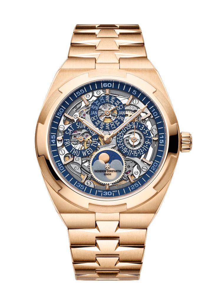 Vacheron Constantin 4300V/120R-B642 : Overseas Ultra-Thin Perpetual Calendar Pink Gold / Skeleton / Bracelet
